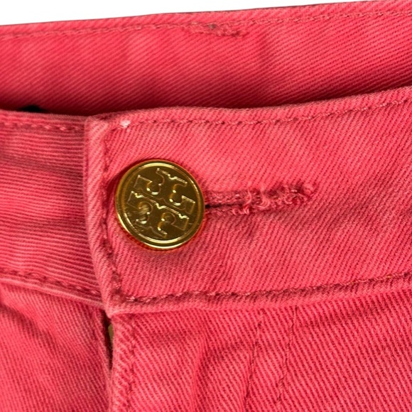EUC Tory Burch “Ivy Super Skinny” Low Rise Ankle Jeans Sz 28 (Bright Coral Red) - Picture 4 of 16